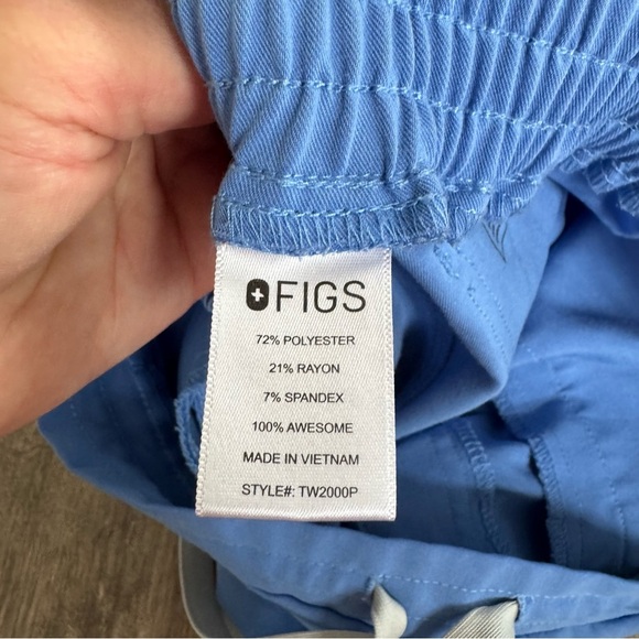 FIGS Yola Skinny Scrub Pants - Light Blue Drawstring Pants - Picture 12 of 12